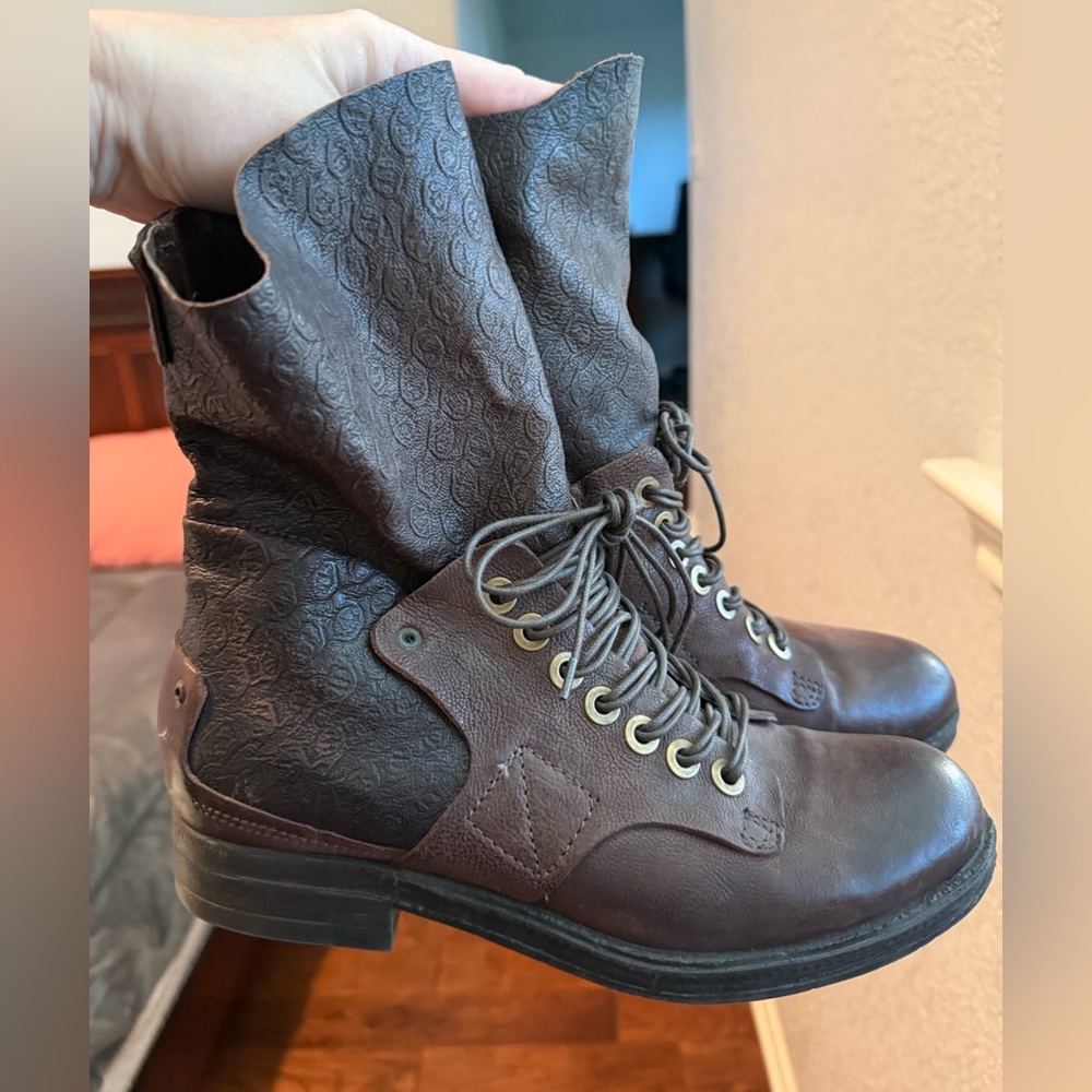 A.S.98 Brown Leather Lace-Up Boots